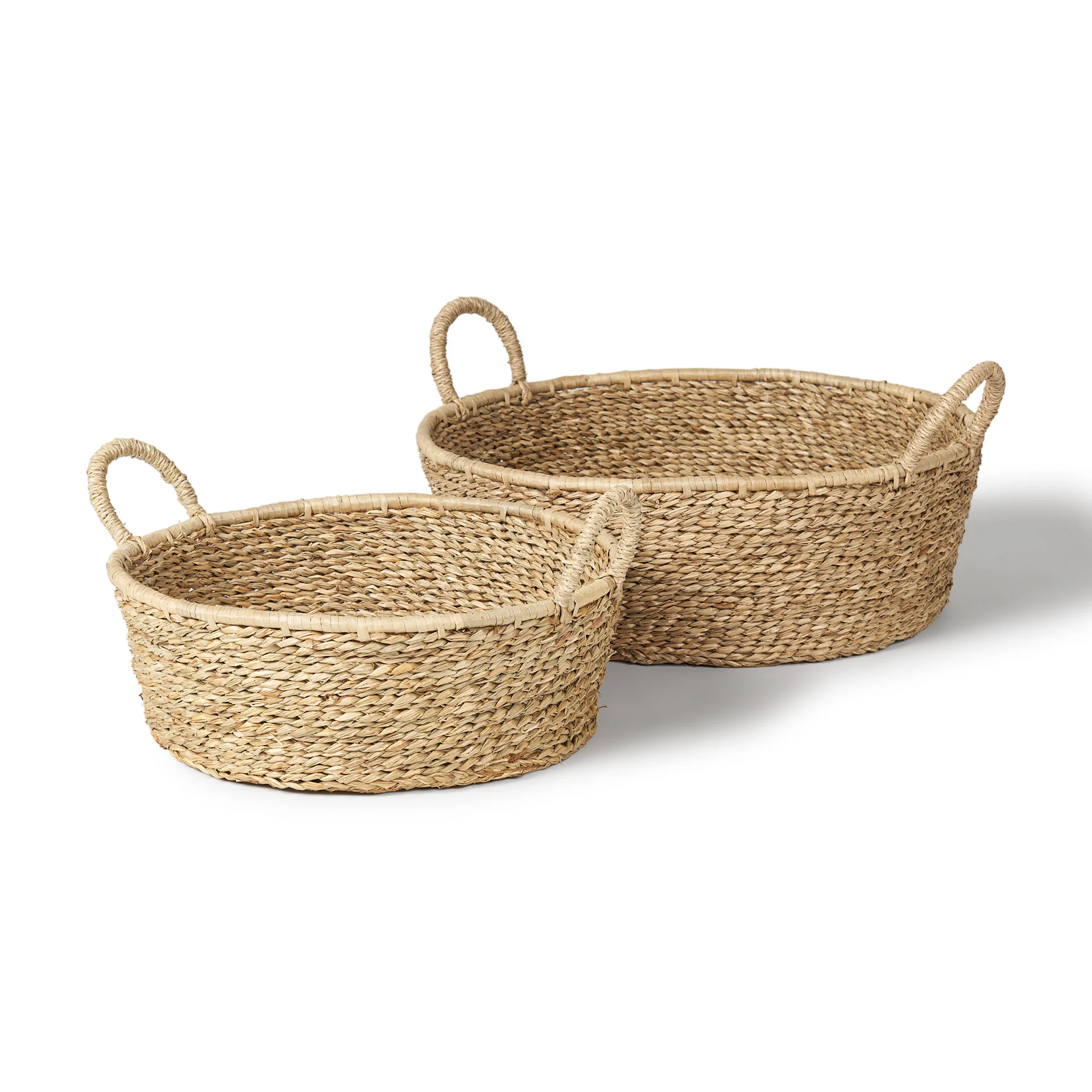 Efficient Ayanna Set of 2 Deep Nesting Seagrass Baskets w Handles Long-Lasting