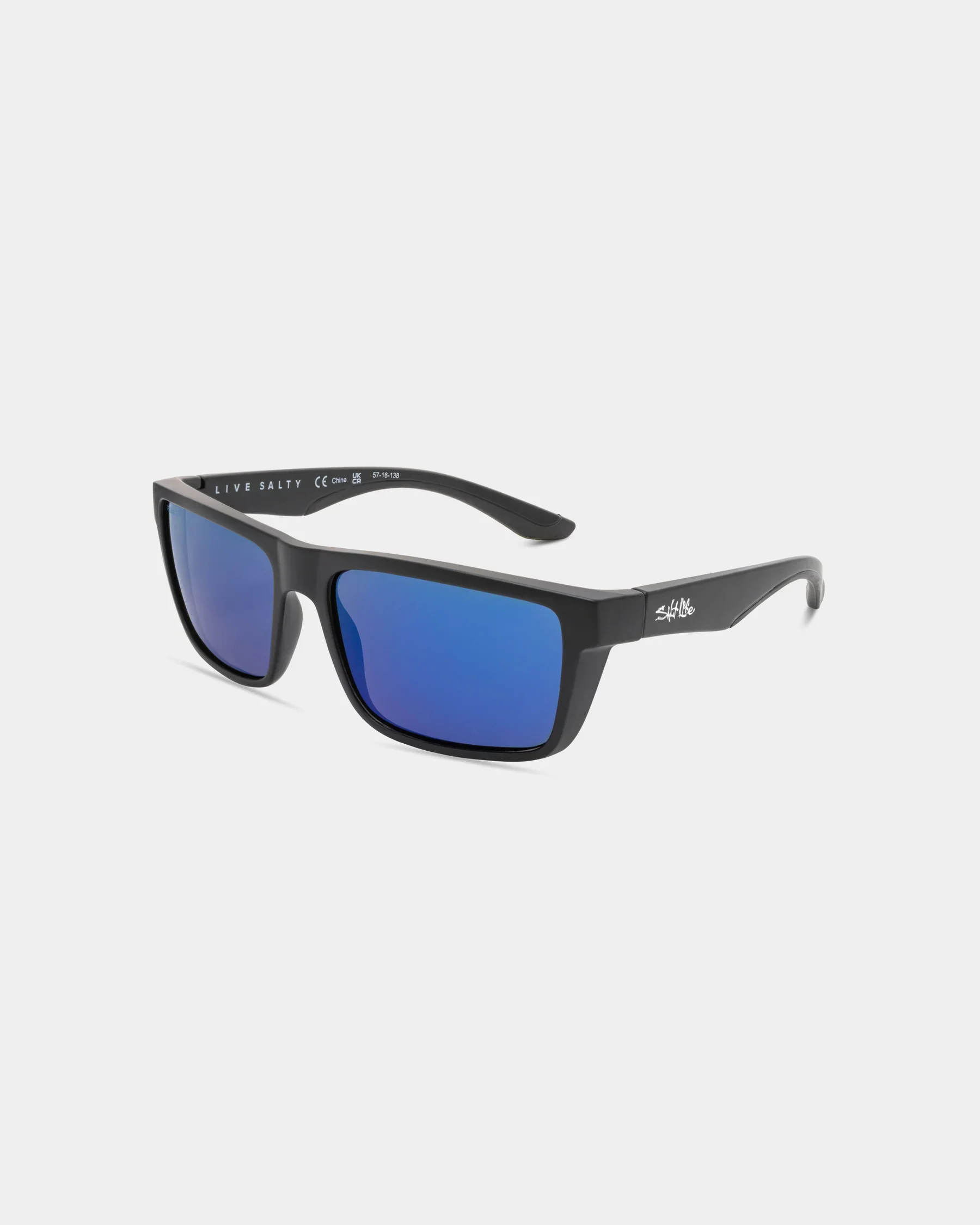 Classic Salt Life Sunglasses Satin Black Frame Smoke w Blue Mirror TAC Polarized Lens SL-002-010168 Sustainable