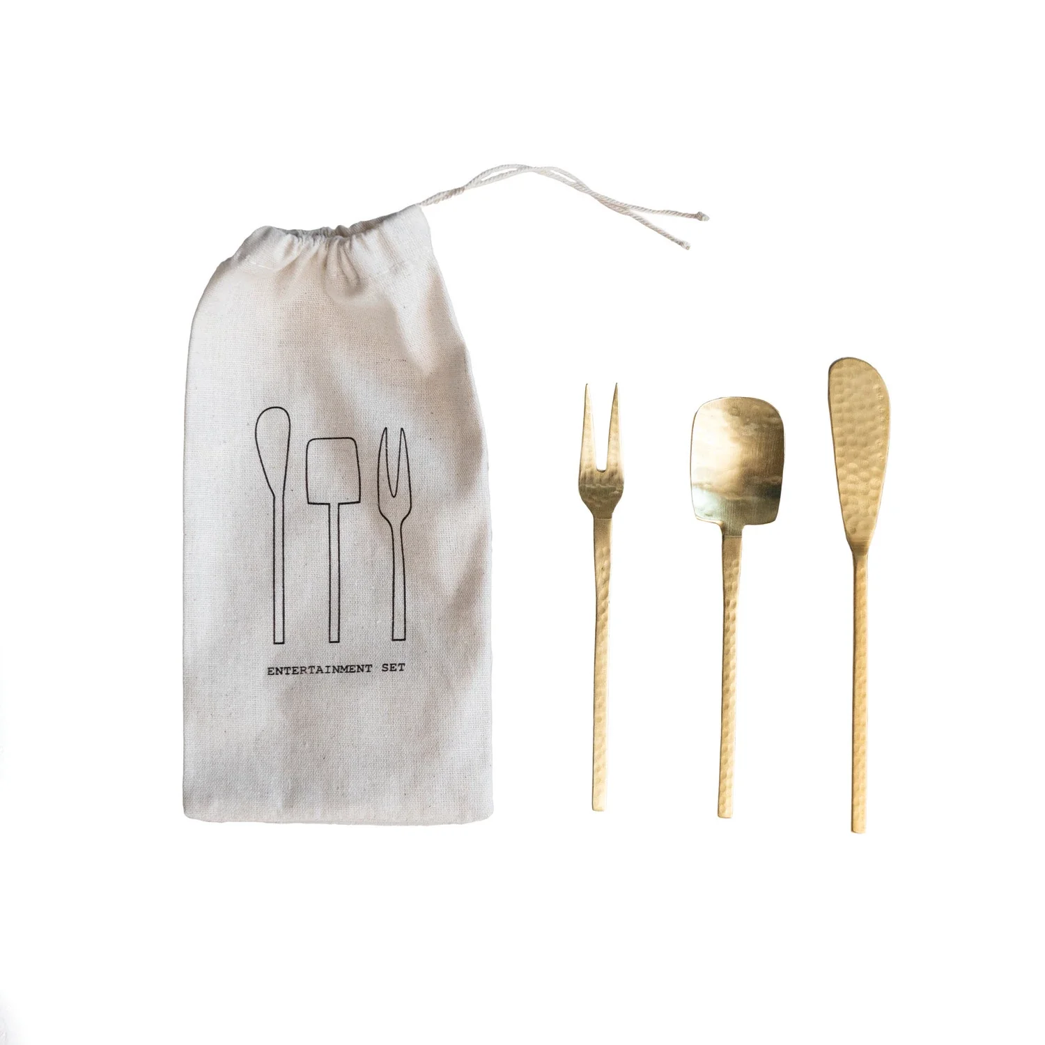World-Class Gold Hammered Stainless Appetizer Utensil Set Elite