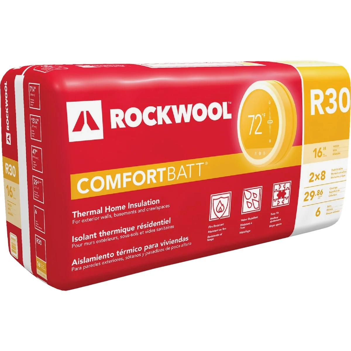Official Rockwool Comfortbatt R-30 16 In. x 47 In. Stone Wool Insulation 6-Pack Refined