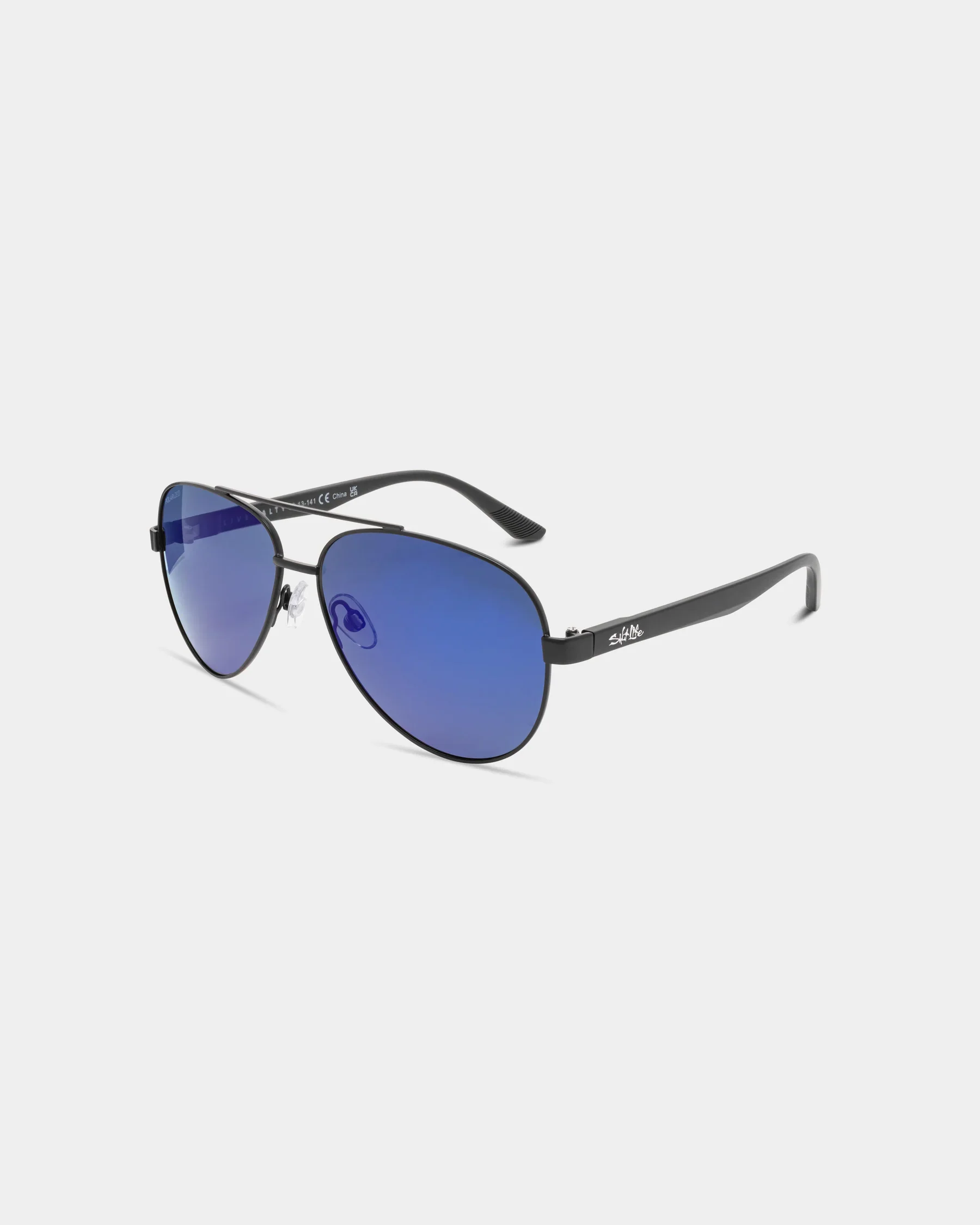 Relaxed Salt Life Sunglasses Satin Black Frame Smoke w Blue Mirror TAC Polarized Lens SL-009-010168 Sophisticated
