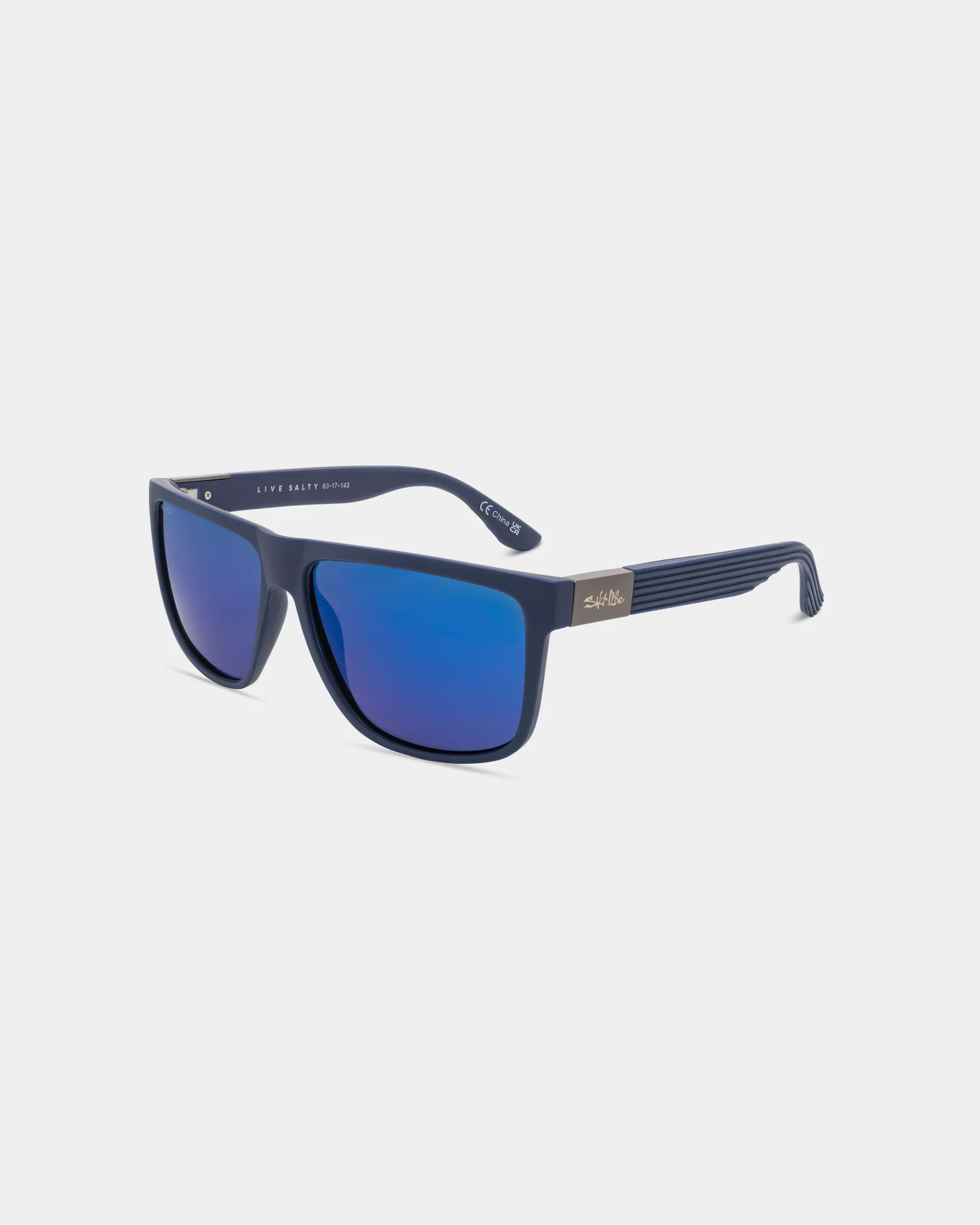 Natural Salt Life Sunglasses Satin Navy Frame Smoke w Blue Mirror TAC Polarized Lens SL-004-419168 Detailed