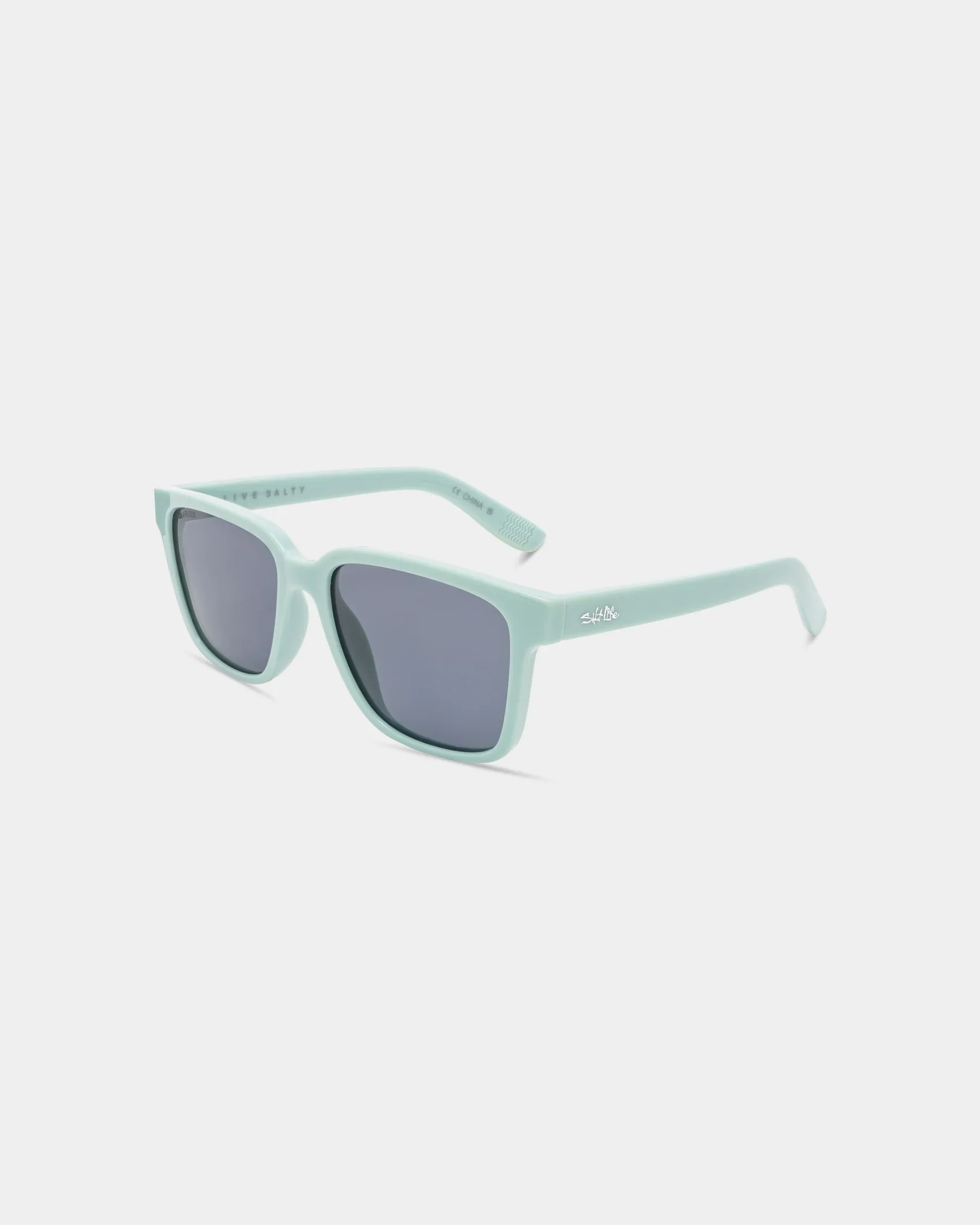Functional Salt Life Sunglasses Shiny Sea Foam Frame Smoke TAC Polarized Lens SL-012-444408 Natural