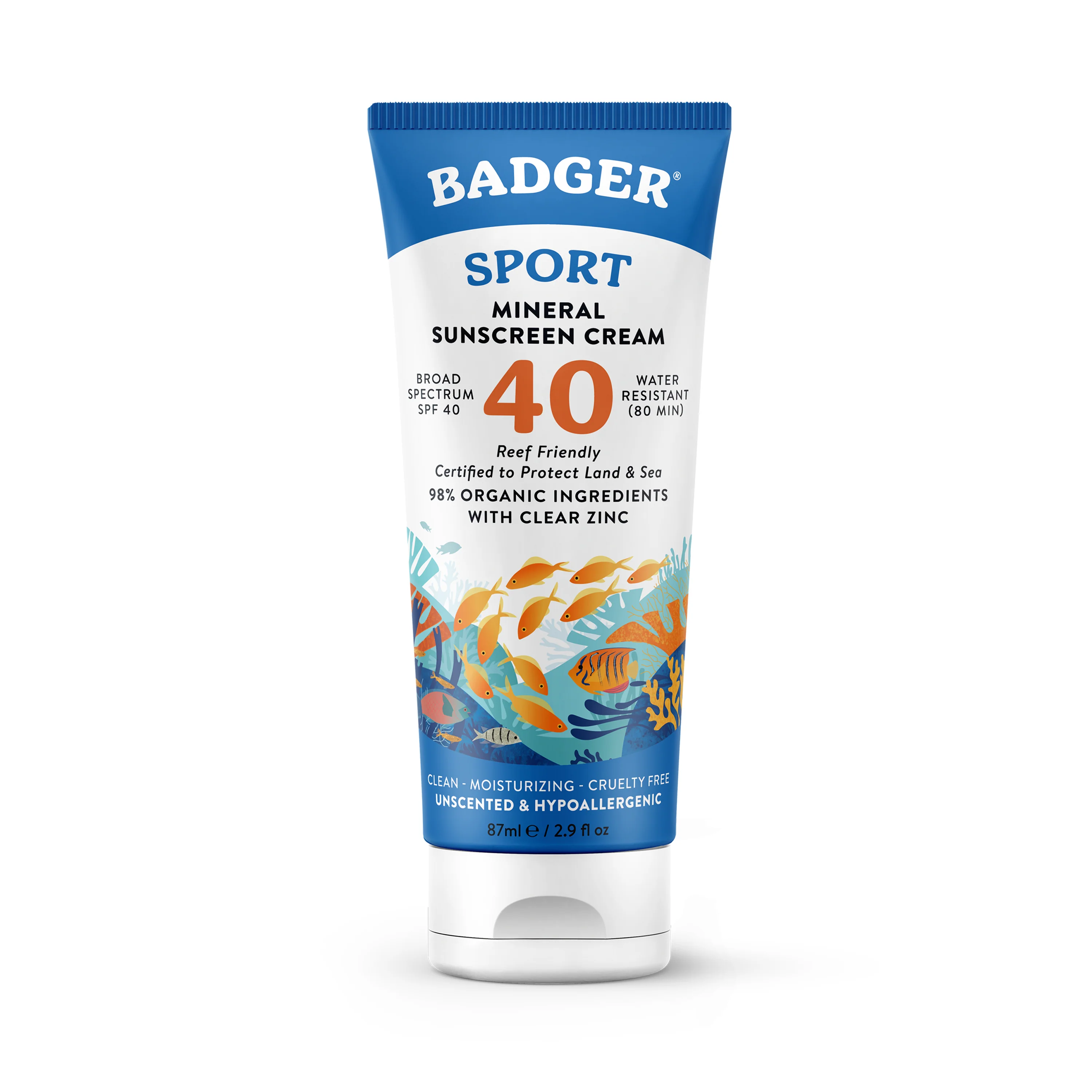Advanced Badger Balm Sport Mineral Sunscreen Cream - SPF 40 Dependable