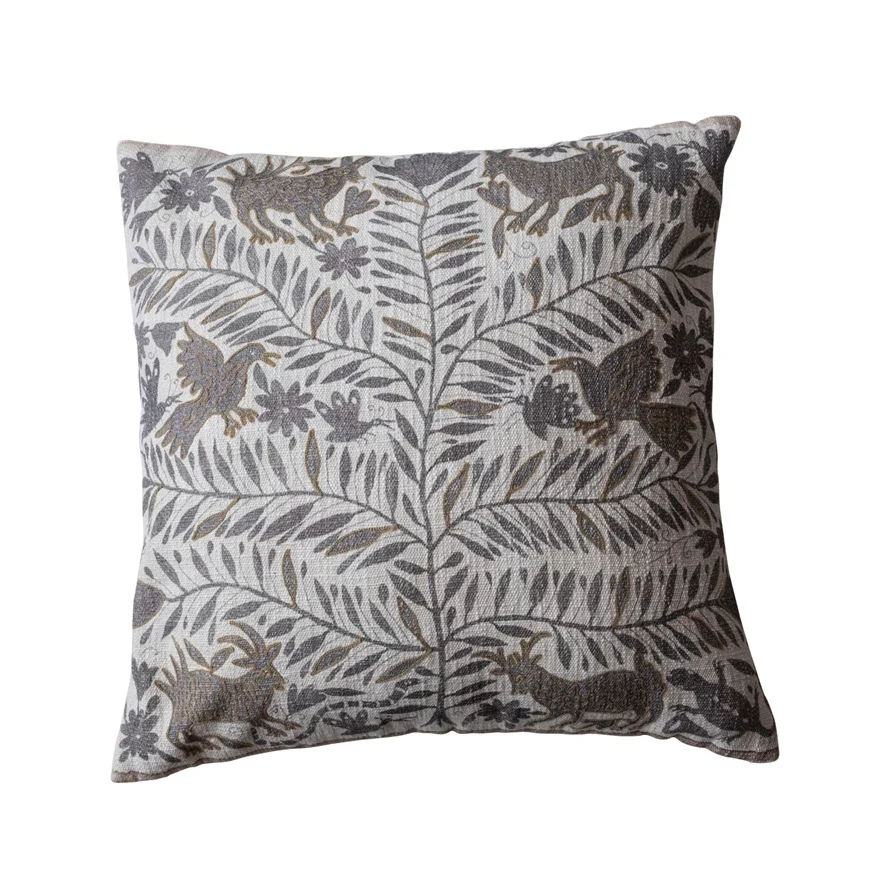 Optimized Otomi Pattern Chambray Woven Cotton Pillow 24 Smooth