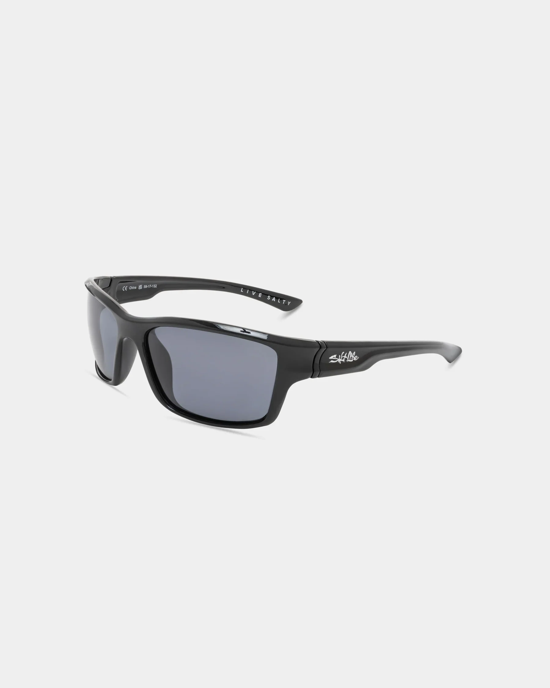 Breathable Salt Life Sunglasses Shiny Black Frame Smoke TAC Polarized Lens SL-017-000008 Powerful