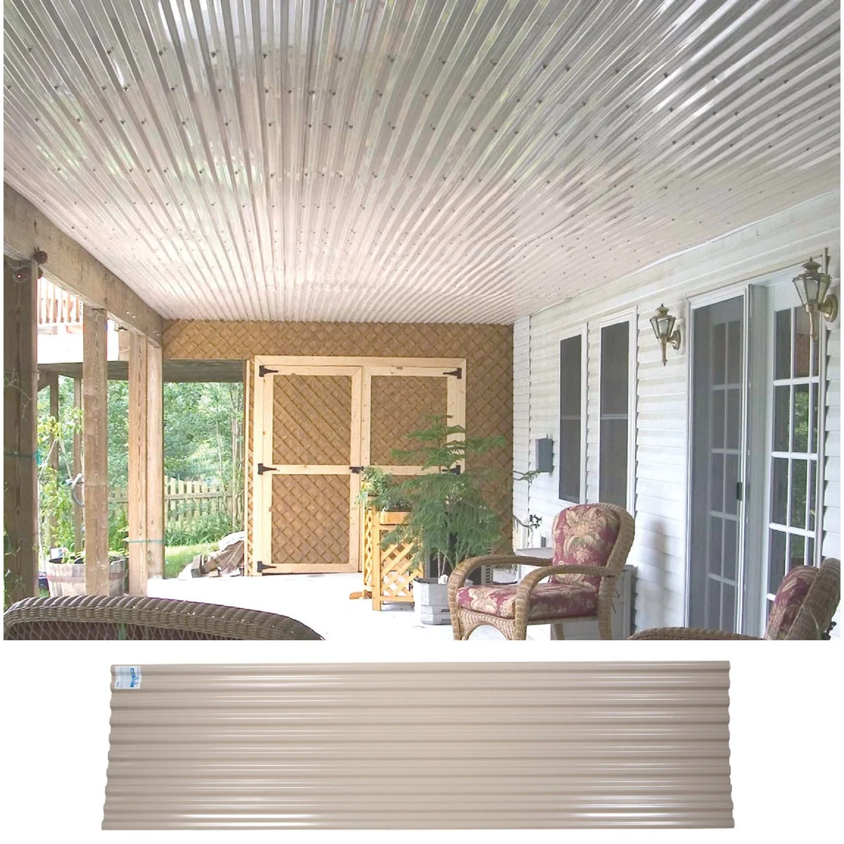 Premium Material Tuftex Vinyl 26 In. x 10 Ft. Opaque Tan Square Wave Vinyl Corrugated Panels Crafted