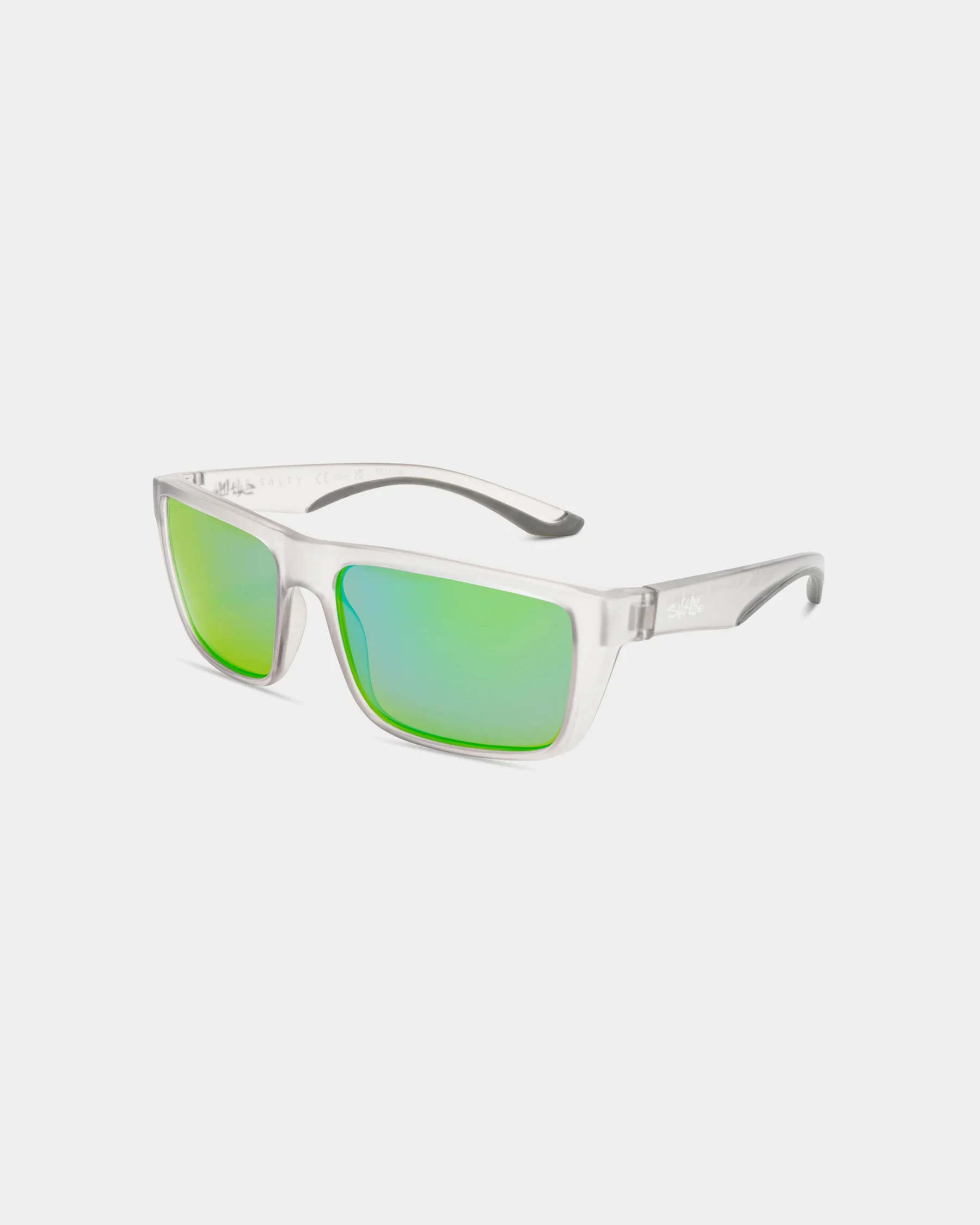 Effective Salt Life Sunglasses Satin Crystal Grey Frame Brown w Green Mirror TAC Polarized Lens SL-002-171726 Organic