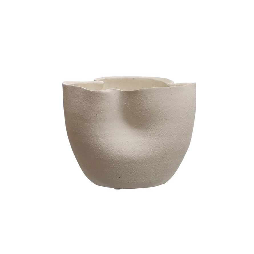 Traditional Stoneware Ruffled Planter Reactive Glaze Convenient