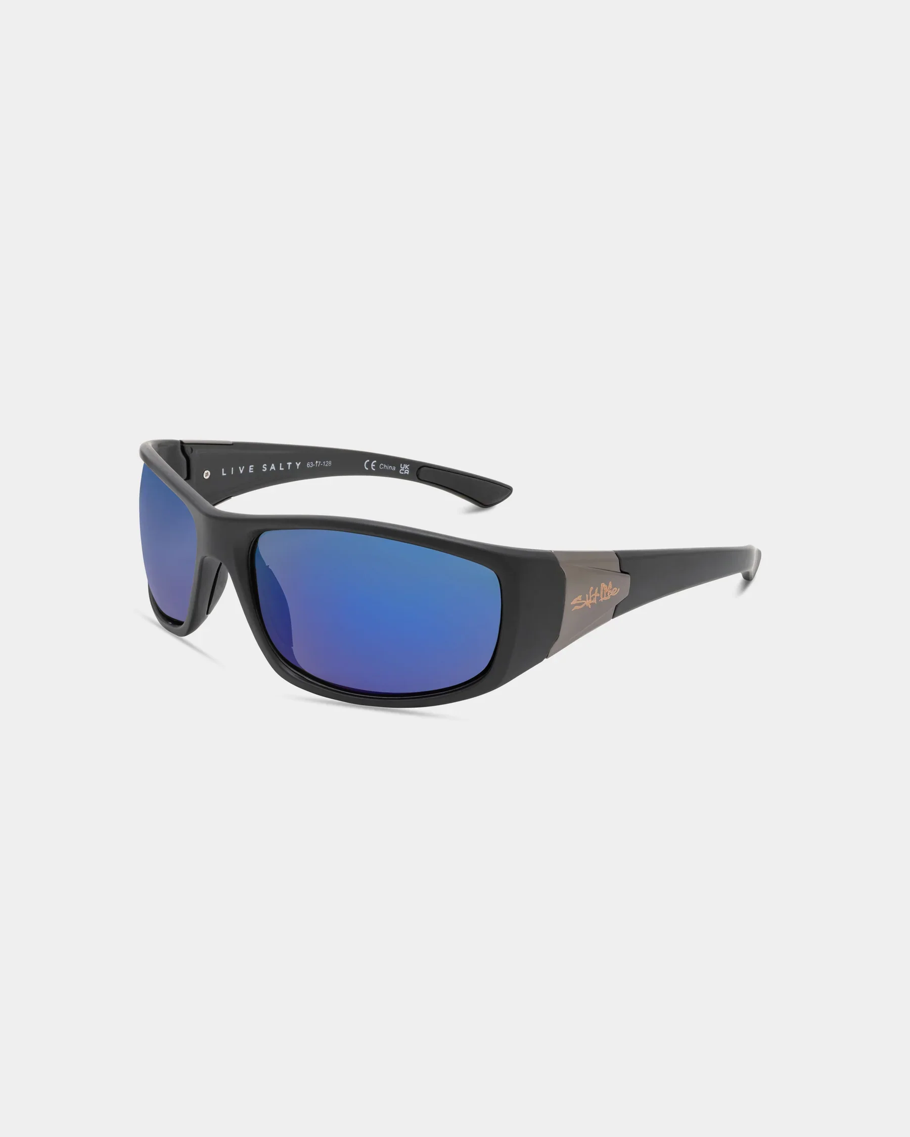 Expertly Made Salt Life Sunglasses Satin Black Frame Smoke w Blue Mirror TAC Polarized Lens SL-020-019168 Fine
