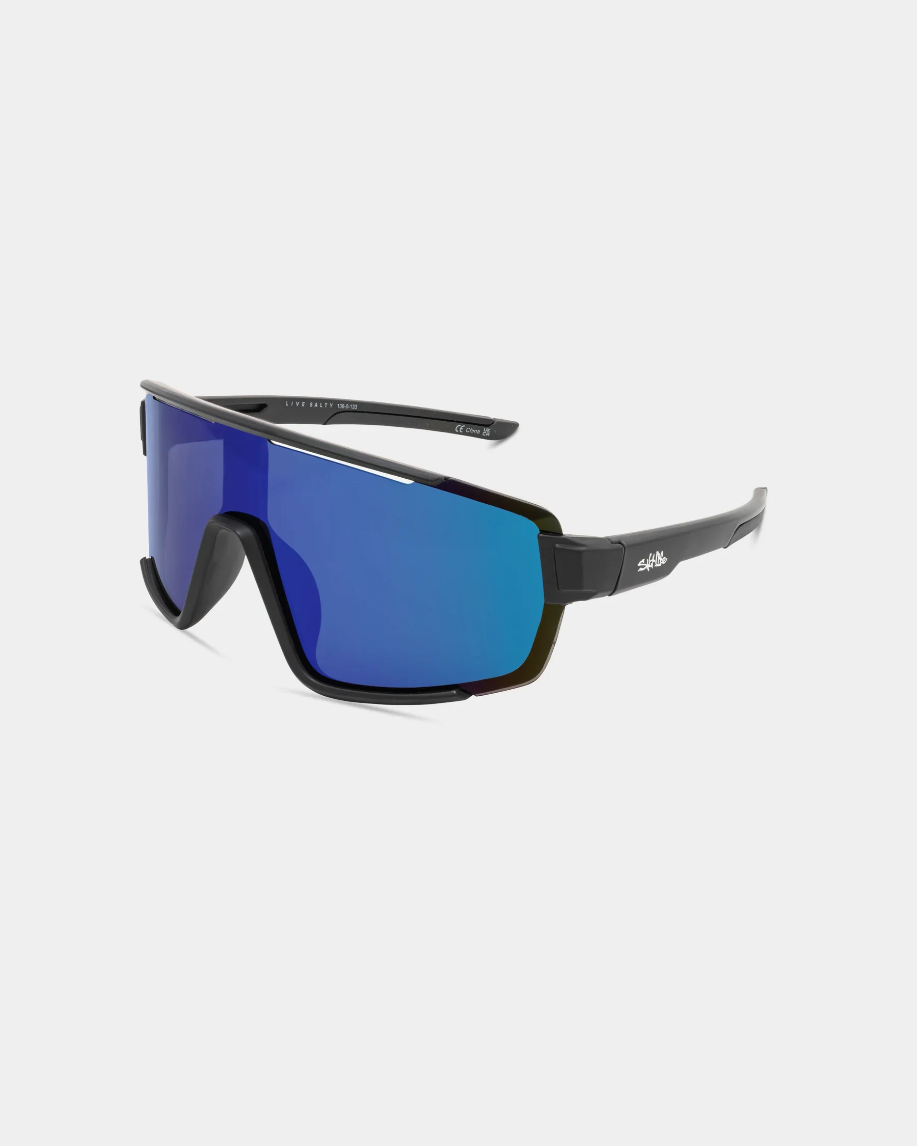 Genuine Salt Life Sunglasses Satin Black Frame Smoke w Blue Mirror TAC Polarized Lens SL-029-010168 Excellent