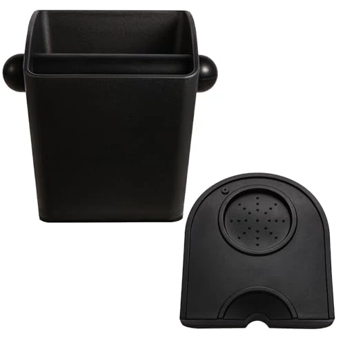 Sophisticated Knock Box Square High Sidewall Design Espresso Knock Box Tamping Mat Espresso Machine Accessories Set of 2 with Removable Knock Bar and Anti 2 Count Luxury