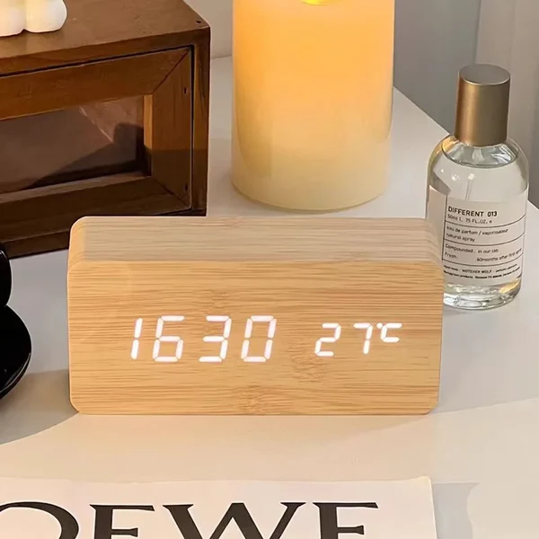 Trusted AuraBlock Wooden Digital Alarm Clock Fine Crafted