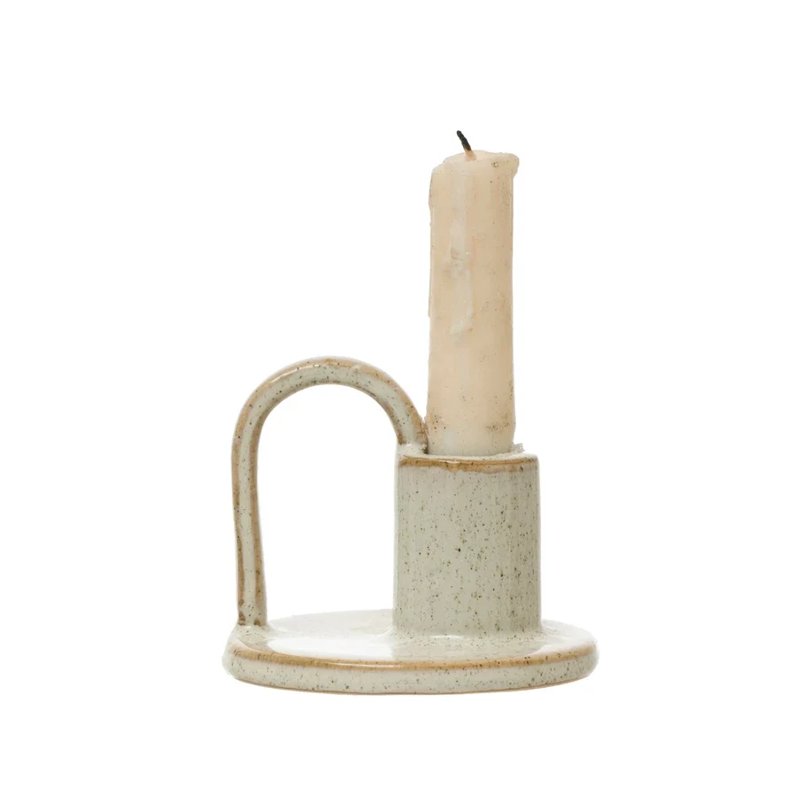 Advanced Stoneware Taper Holder with Handle Quality
