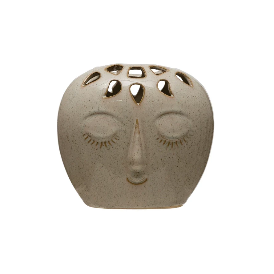Breathable Stoneware Vase with Embossed Face Carefully Designed