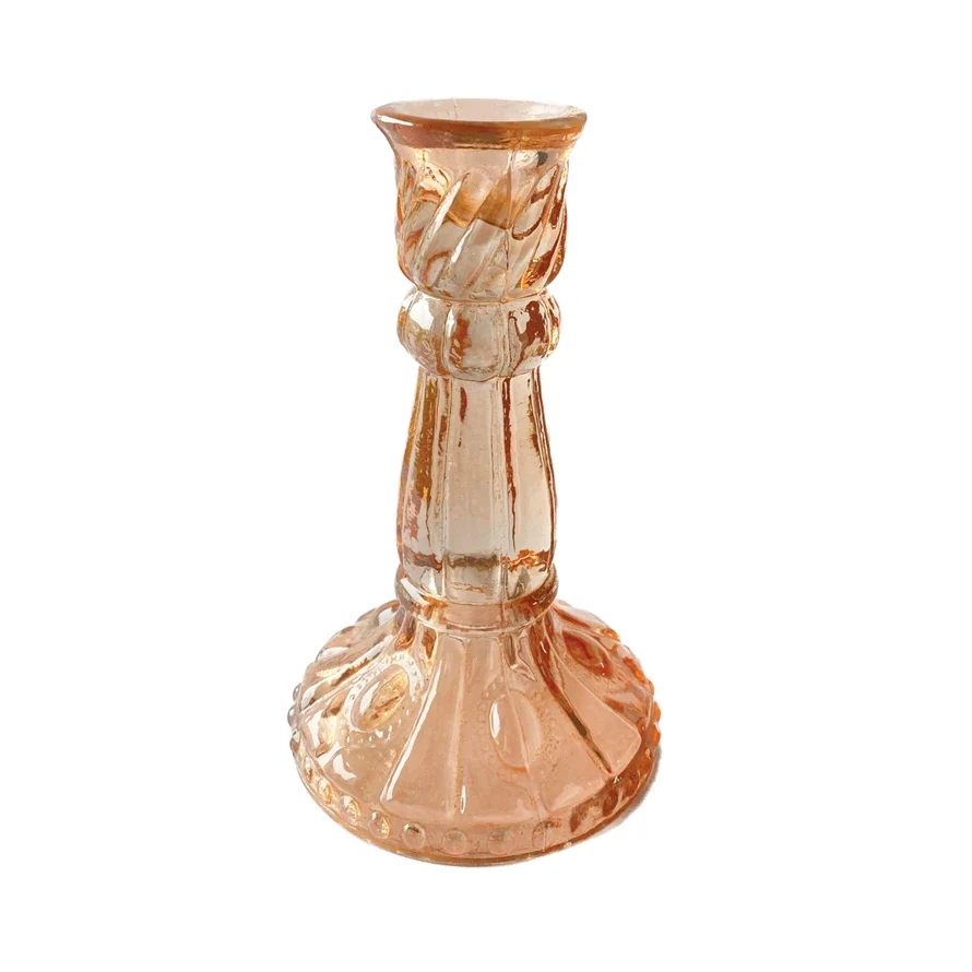 Breathable Embossed Recycled Glass Taper Holder Traditional