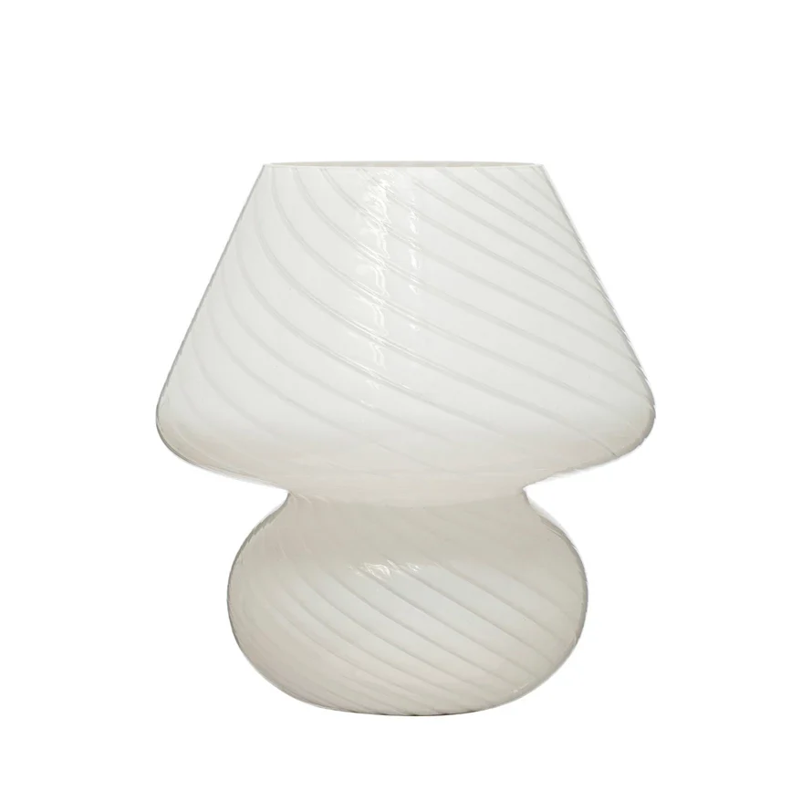 Premium Blown Glass Table Lamp w Inline Switch White Reliable