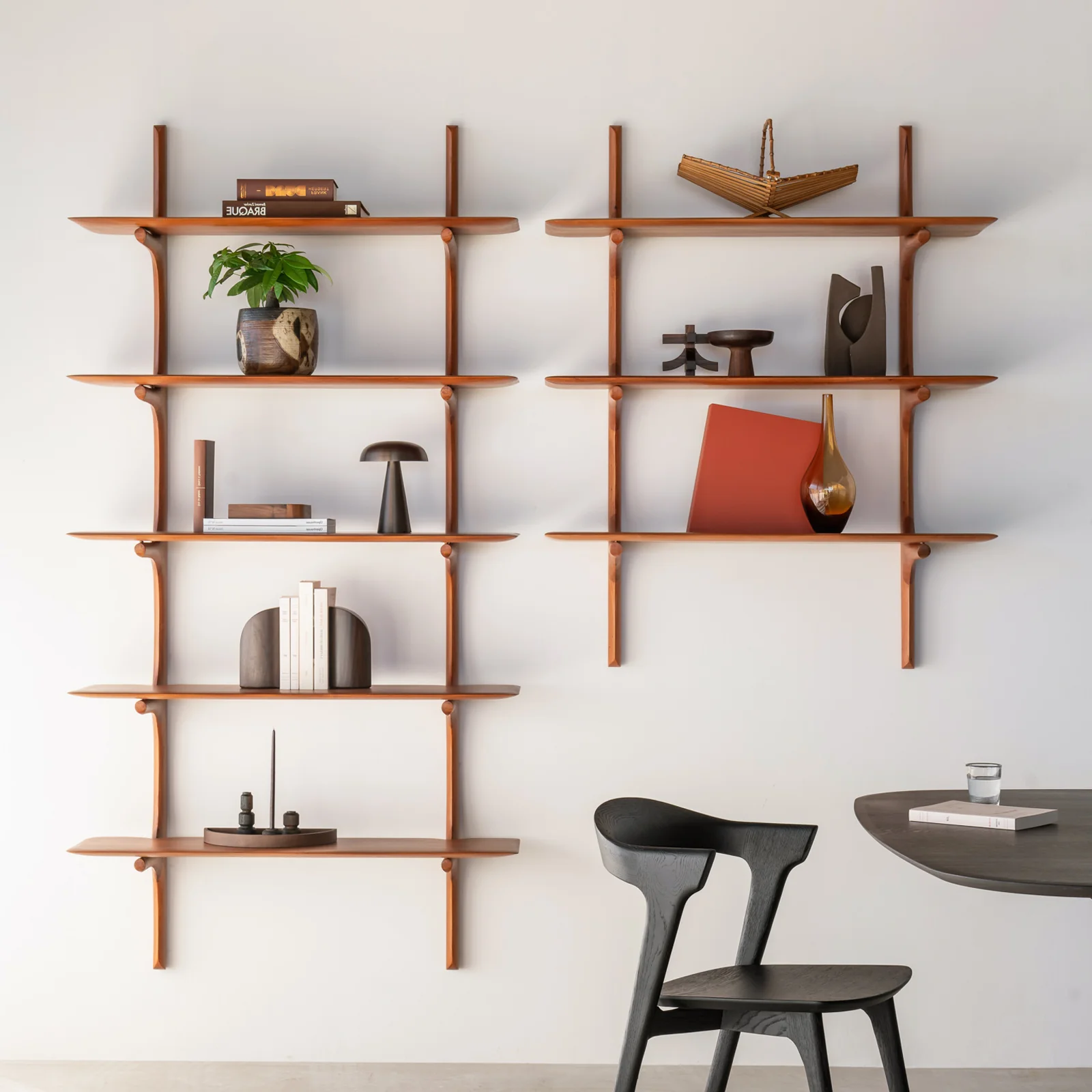 Green PI Wall Shelves Mahogany Effective