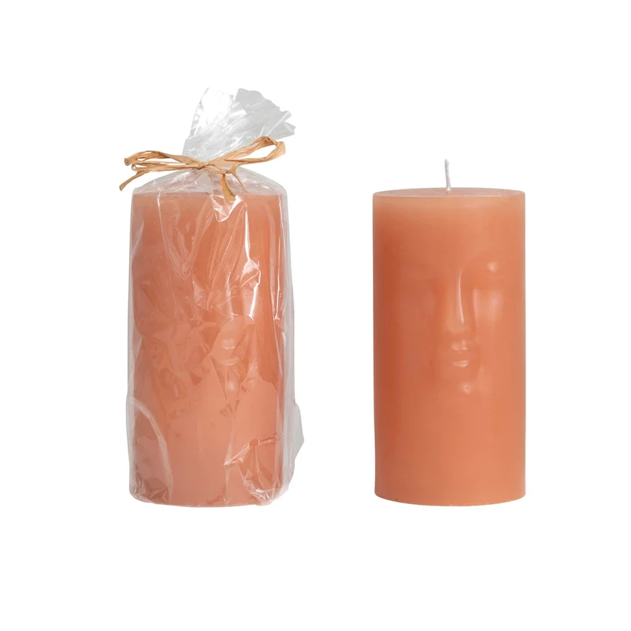 Natural Unscented Face Pillar Candle - Large Efficient