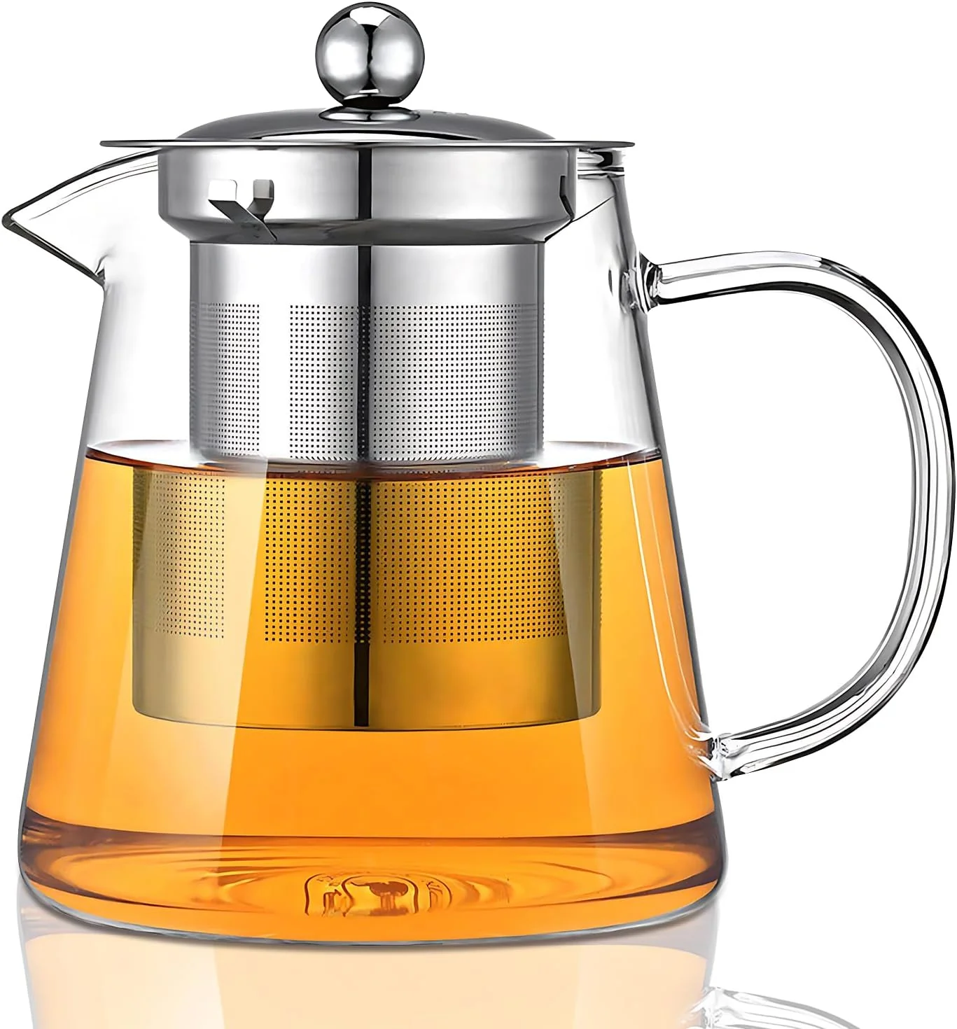 Clean Glass Teapot Tea Pot with Removable Infusers for Loose Tea Borosilicate Glass Tea Kettle Tea Maker Stovetop for Party Camping Travel 950ML Superior