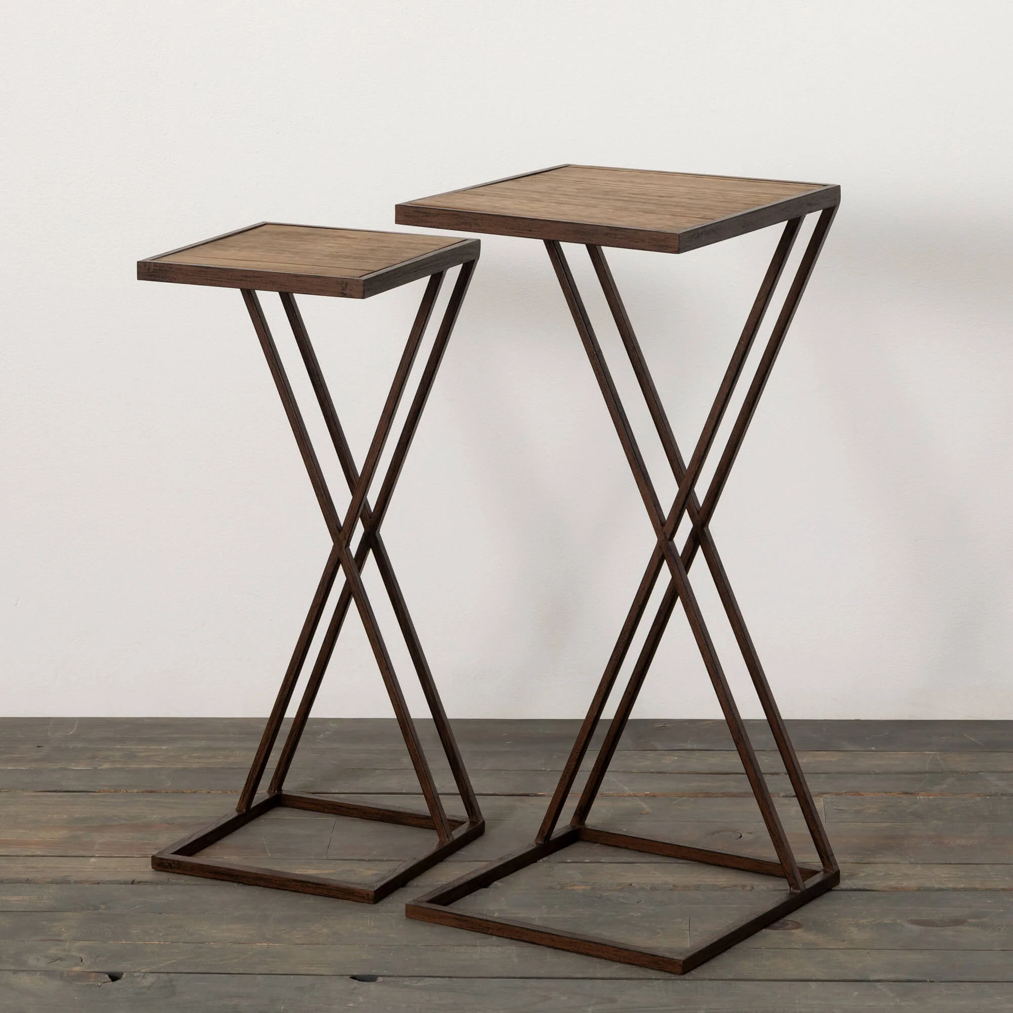High-Quality Wood Metal Stacking Drink Tables Advanced