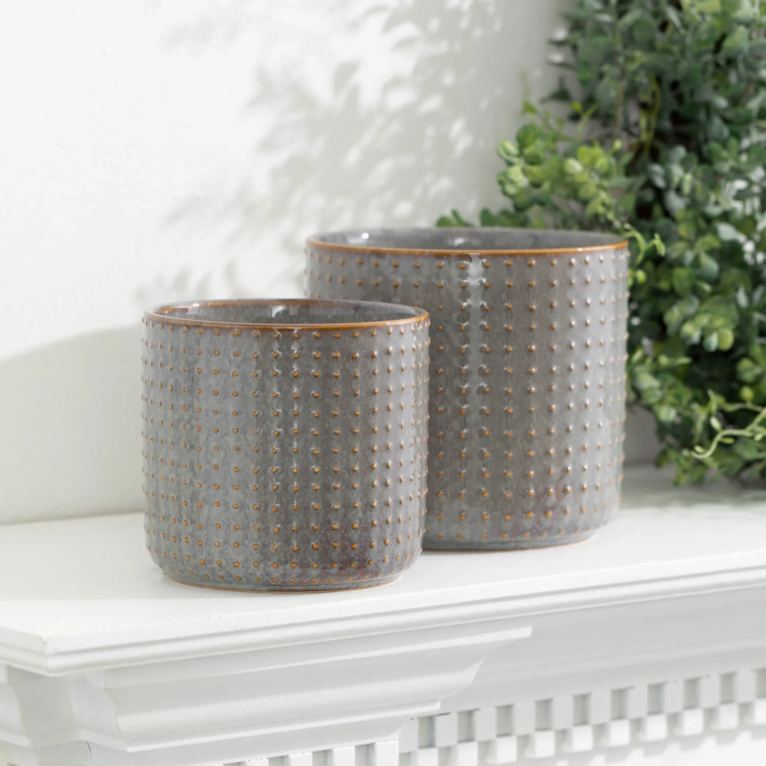 Healthy Hobnail Glazed Gray Pots Durable