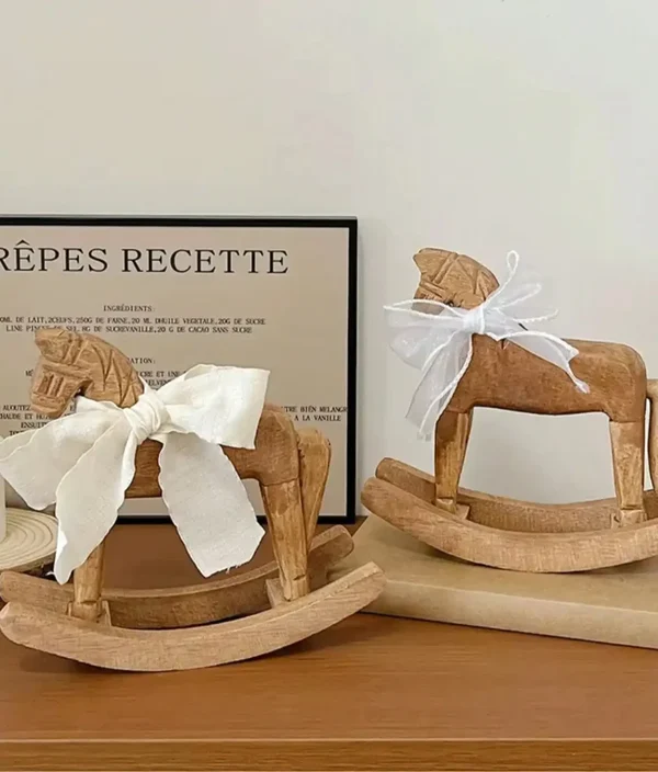 Efficient Hand-Carved Heirloom Wooden Rocking Horse Decor Breathable
