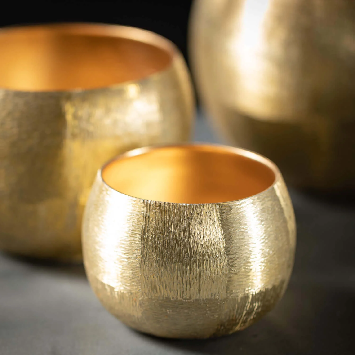 Green Brushed Gold Rounded Pots Healthy
