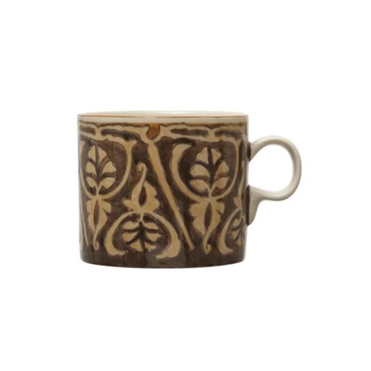 Safe 16 oz. Hand-Painted Stoneware Mug w Pattern Stylish