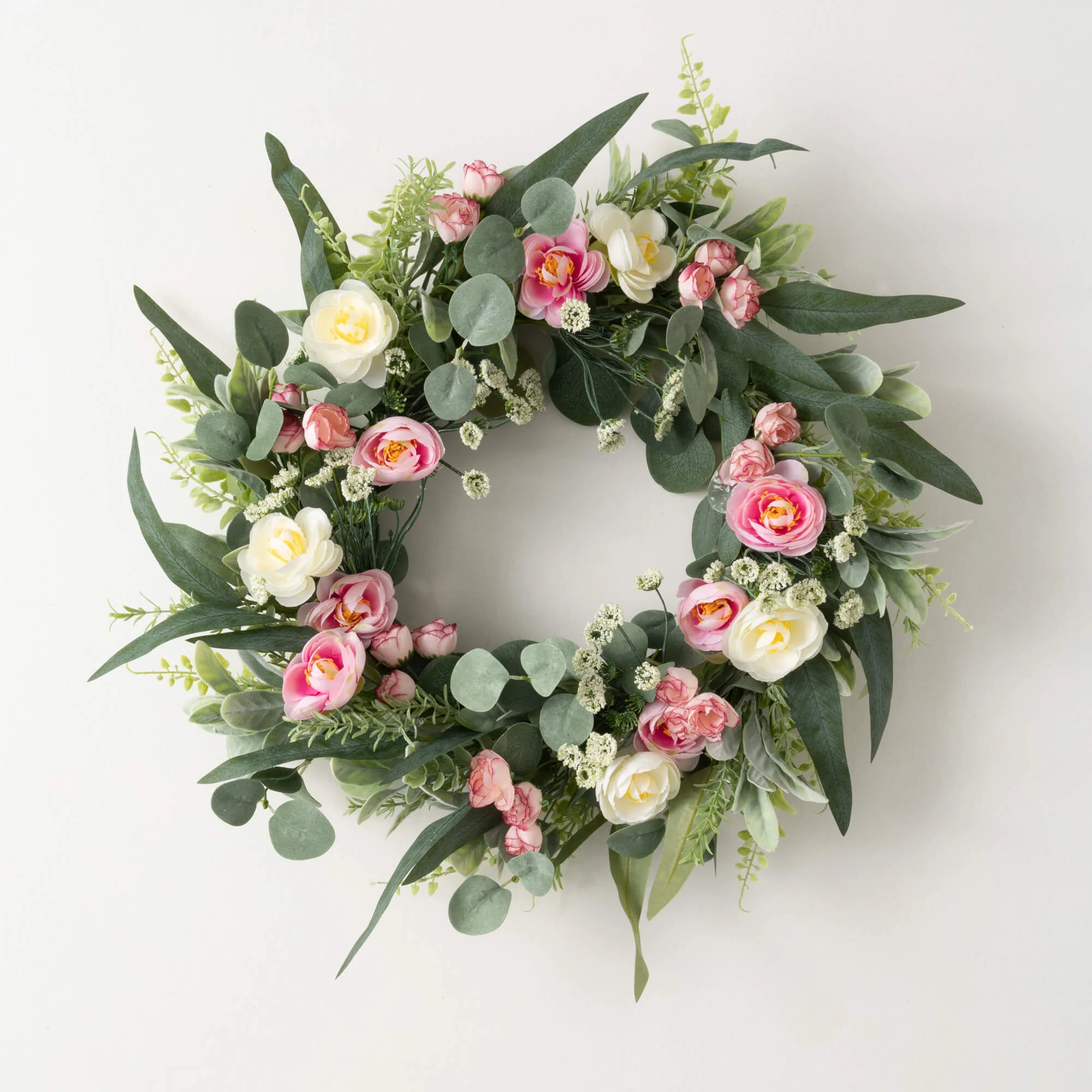 Reusable 24 Ranunculus Mini Blossom Wreath Responsible