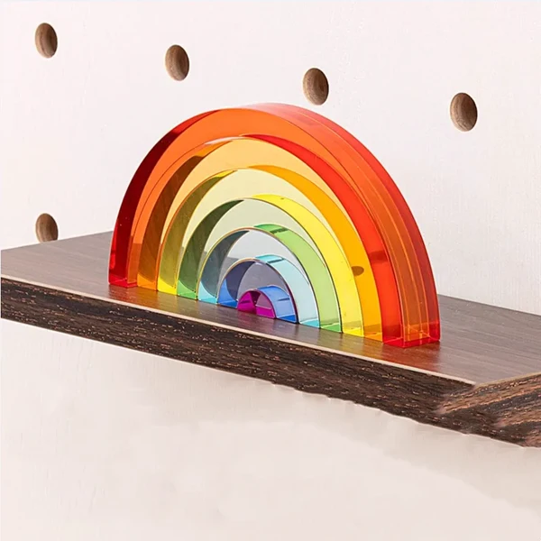 Consistent Patchwork Rainbow Acrylic Stacking Sculpture Optimized