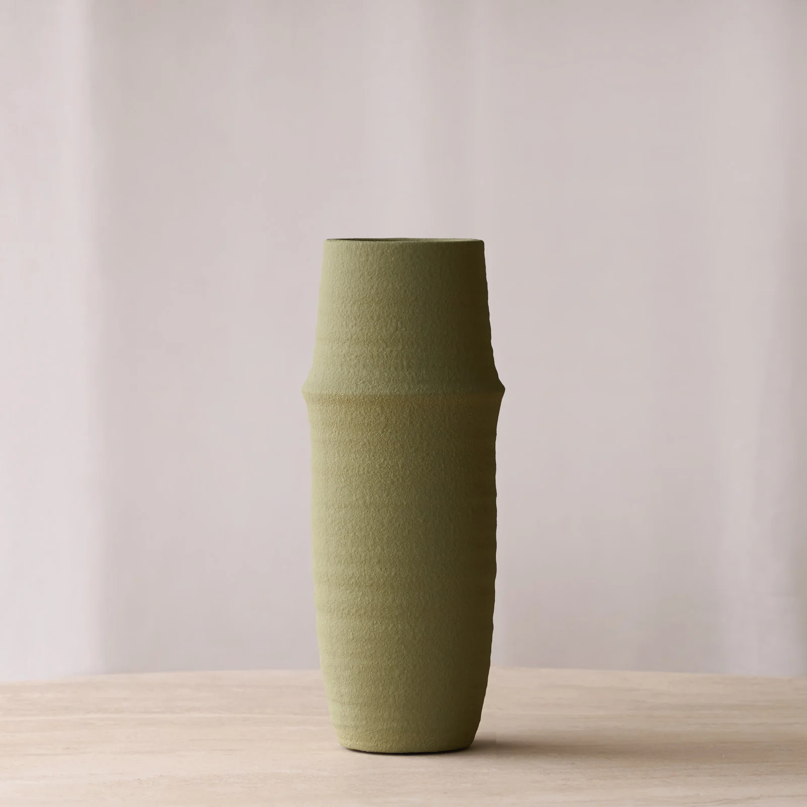 Artisan Macadamia Ceramic Vase Olive Green Casual