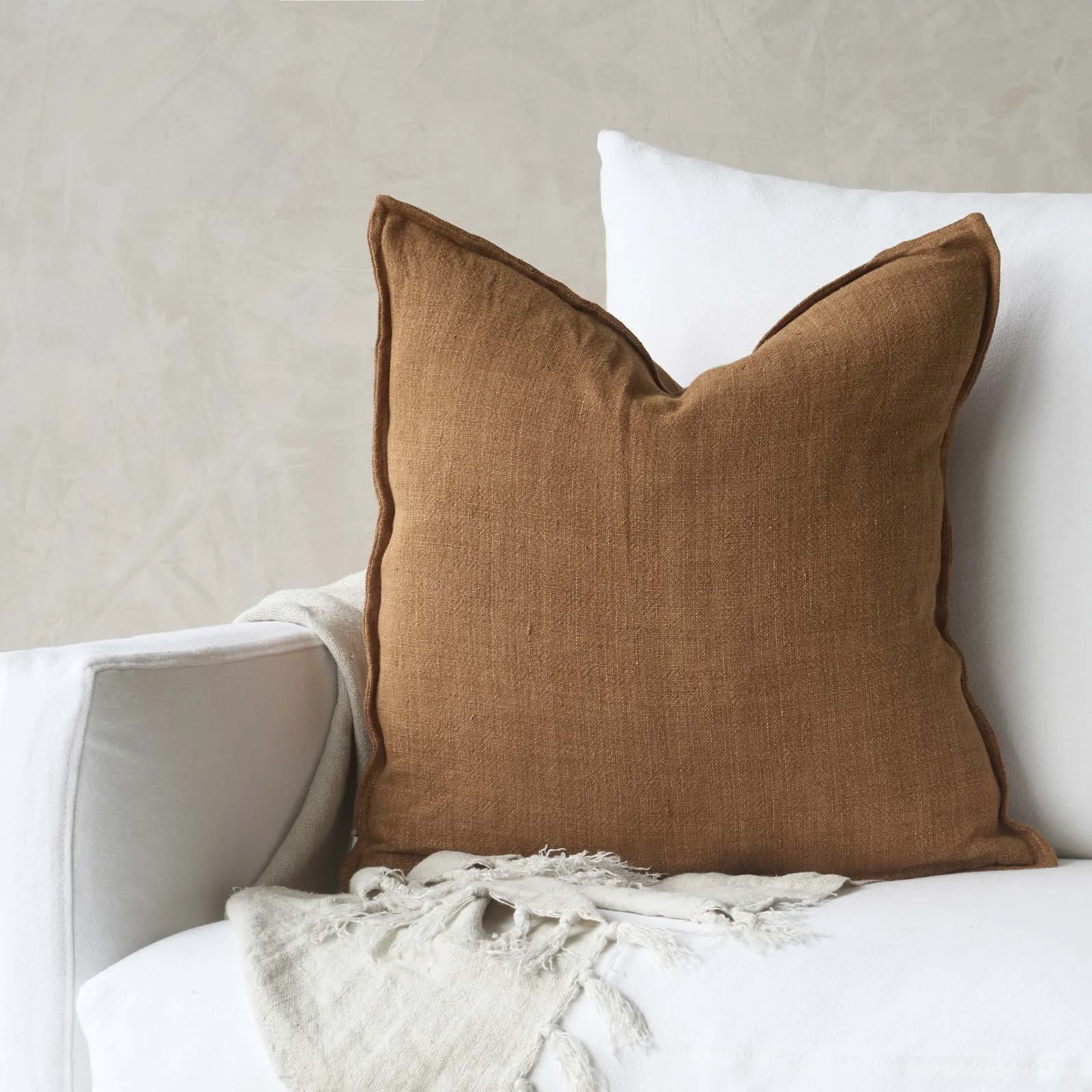 Soft Flaxmill Cushion Nutmeg 50 x 50cm User-Friendly