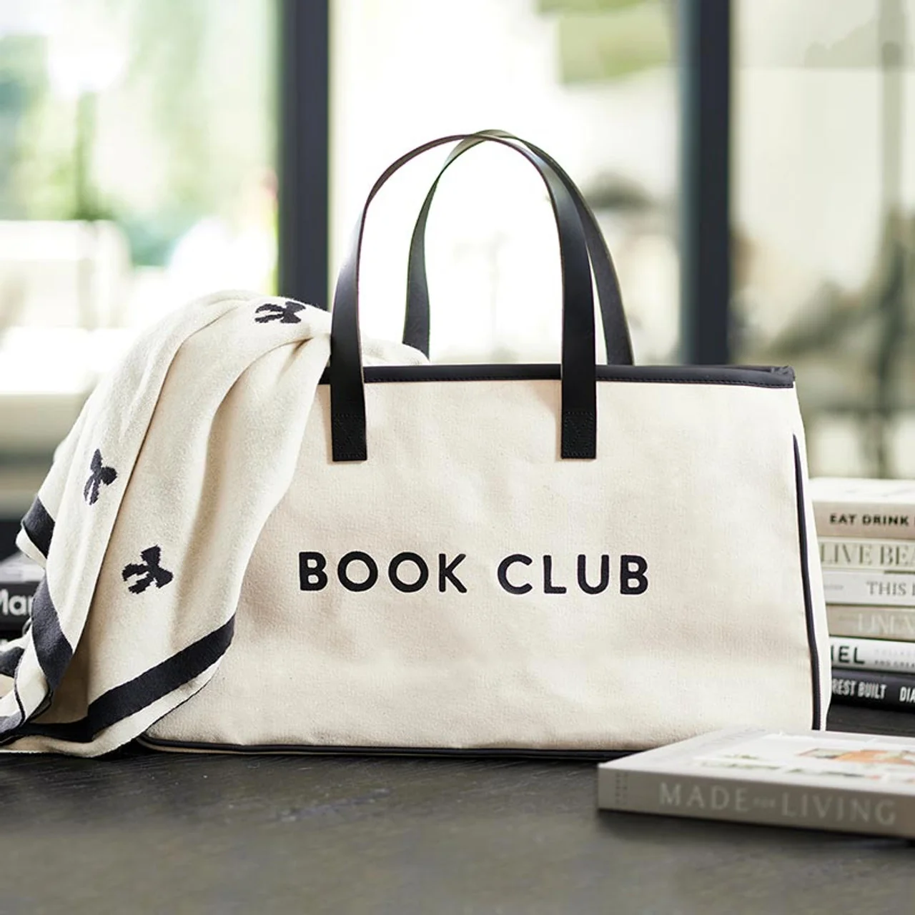Detailed Book Club Canvas Leather Tote 20 Consistent