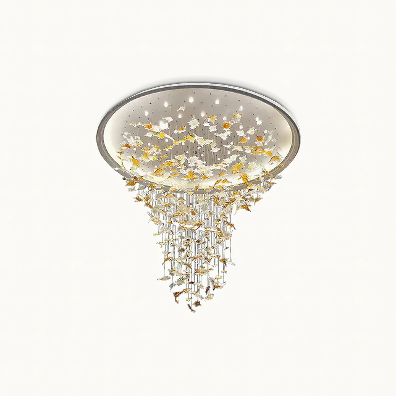 Eco-Friendly Multicolor Crystal Maple Leaf Chandelier Expertly Made
