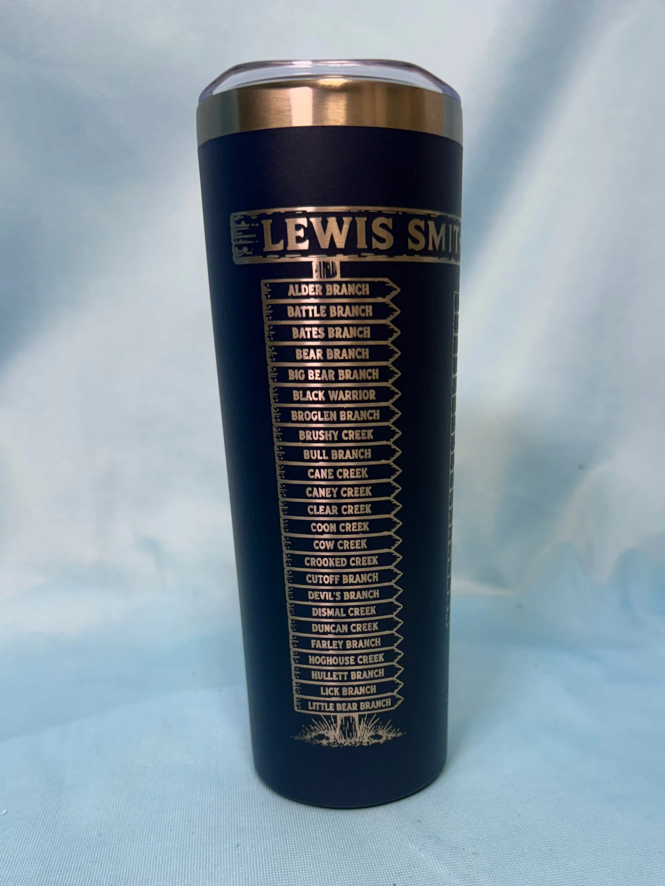 Smooth Smith Lake 20oz Skinny Tumbler - Creeks Branches Signpost Specialty