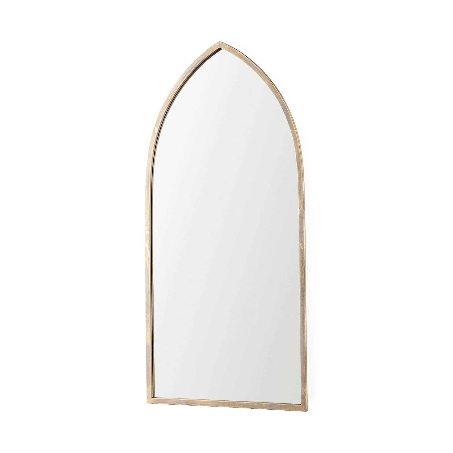 Functional Giovanna Gold Metal Frame Pointed Arch Vanity Mirror Specialty