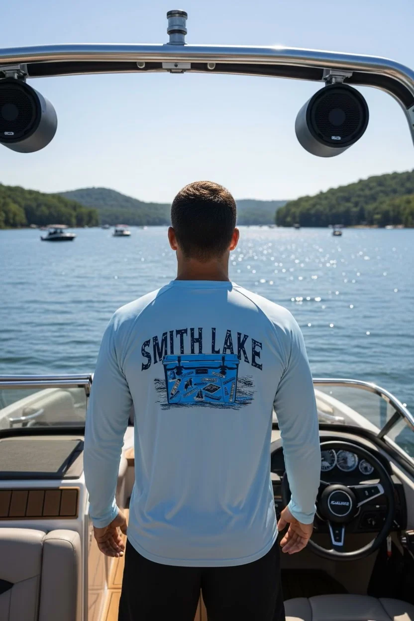Next-Generation Chilling on Smith Lake Performance Shirt by The Lake Co. Enhanced
