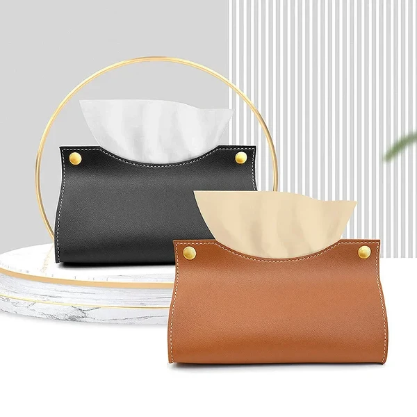 Excellent Premium PU Leather Tissue Box Holder for Home Car Office Innovative