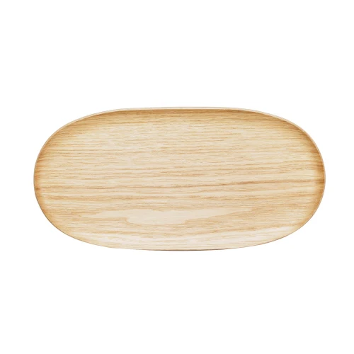 Secure Oval Oak Wood Serving Tray - Natural Pure