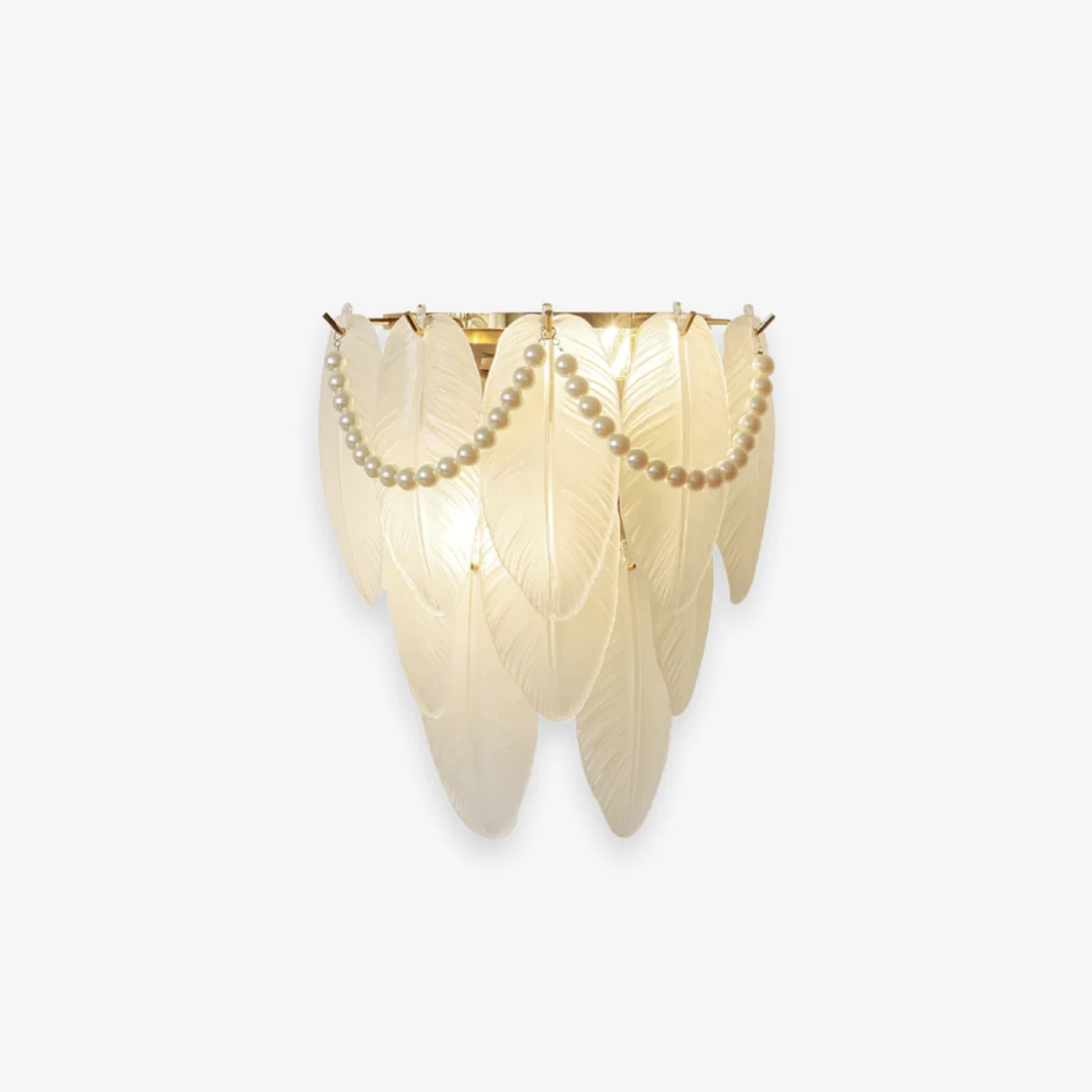 Dependable French Pearl Feather Wall Lamp Detailed