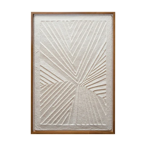 Dependable Oak Wood Framed Embossed Handmade Paper Wall Decor Premium Material