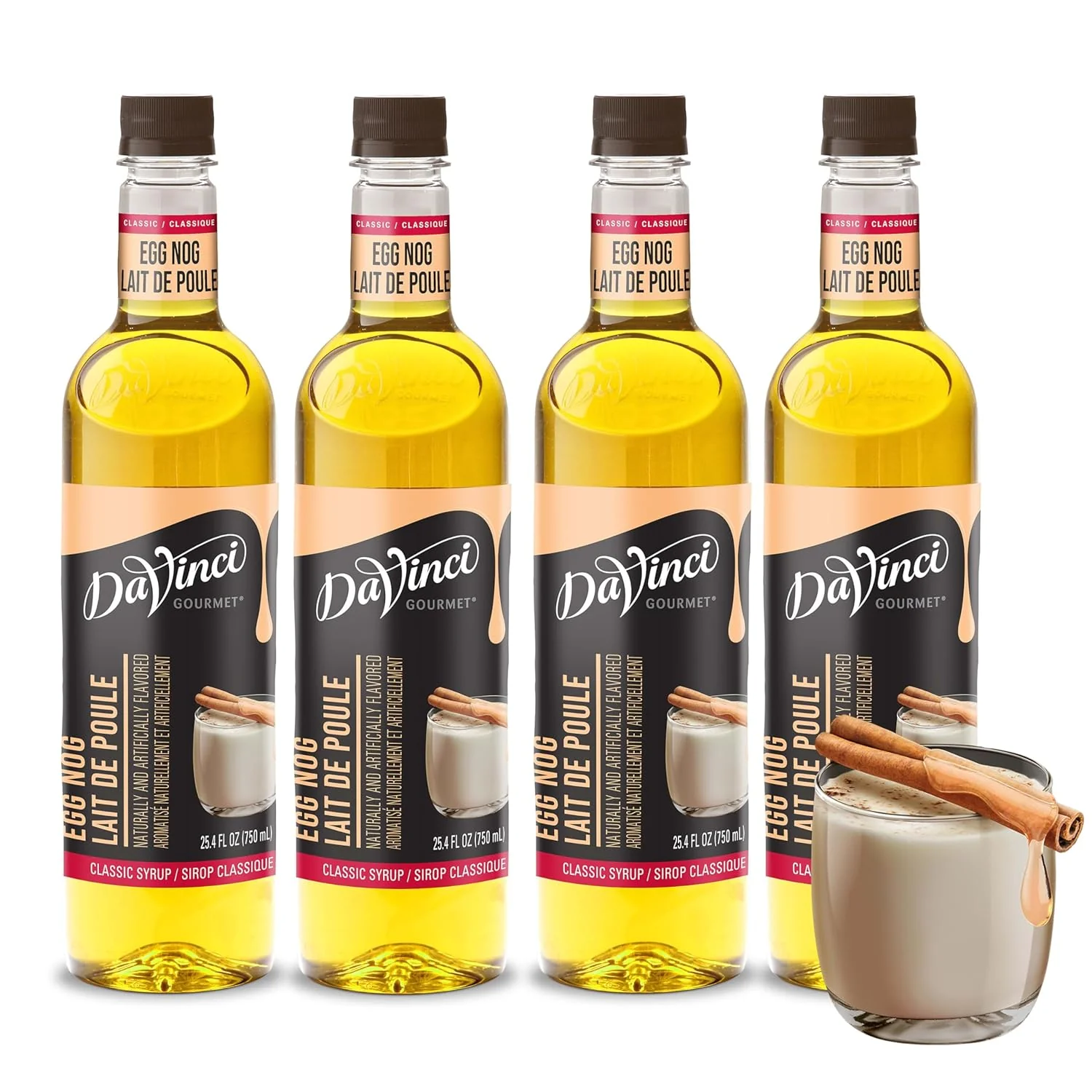 Sophisticated DaVinci Gourmet Classic Egg Nog Syrup 25.4 Fluid Ounces Pack of 4 Artisan