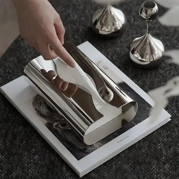 Comfortable Nordic Stainless Steel Mirror Napkin Holder Desktop Powerful