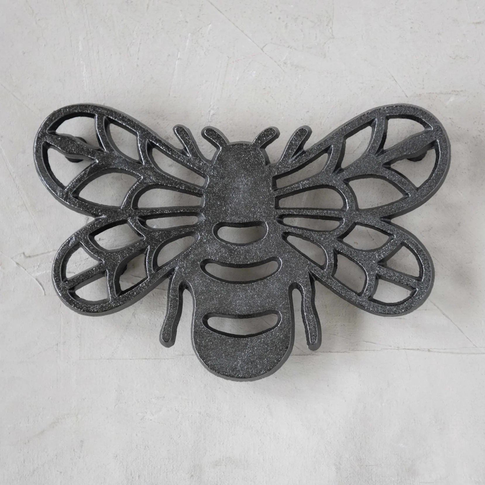 Modern Bee Shape Cast Aluminum Trivet 8 x 5.25 Unique