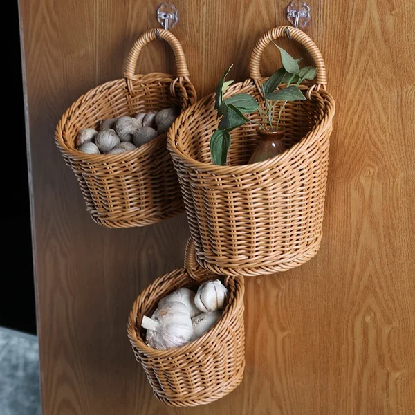 Proven Wall-Mounted Wicker-Style Storage Basket for Kitchen Fruit Home Decor Professional