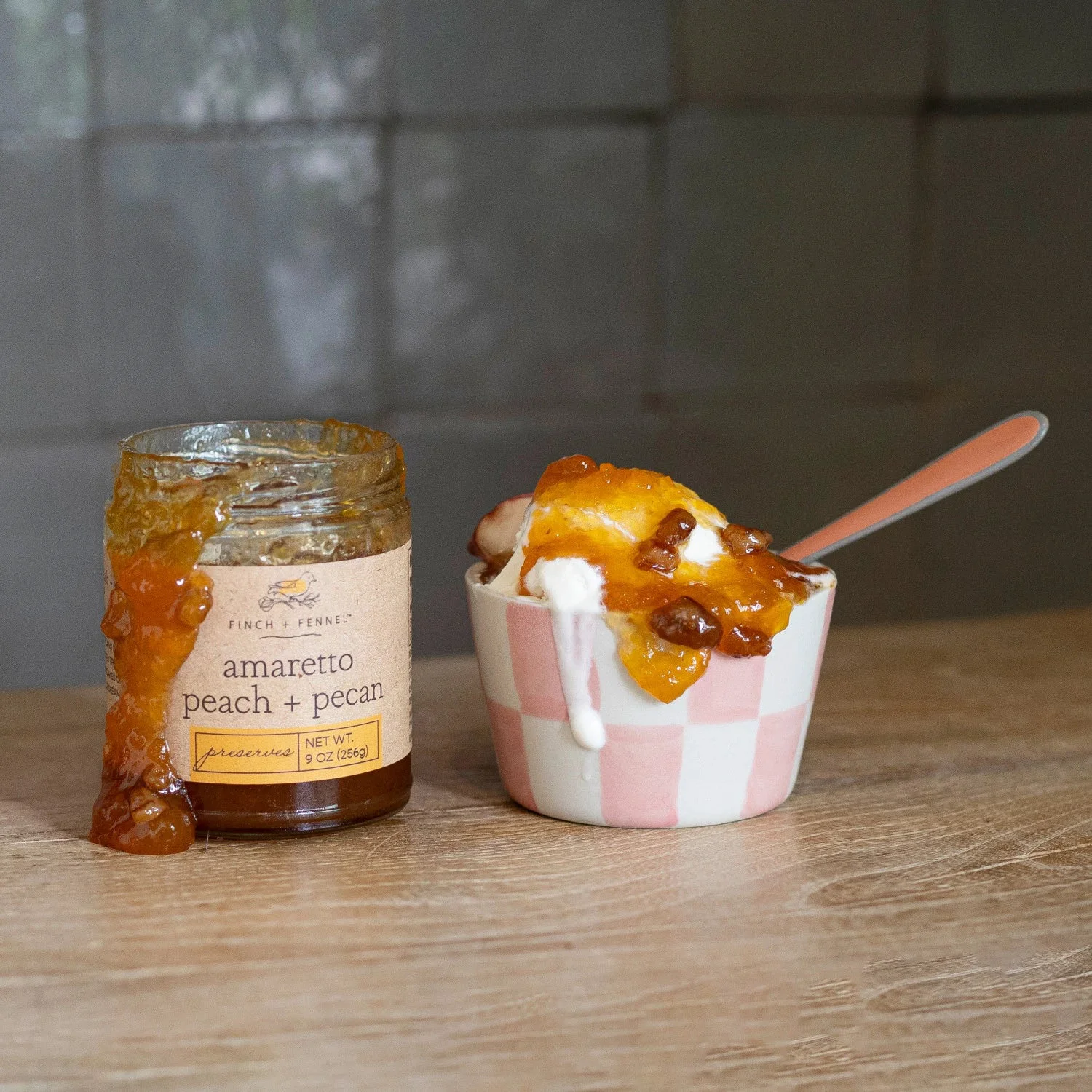 Top-Quality Finch Fennel Amaretto Peach Pecan Preserves 9 oz Trendy