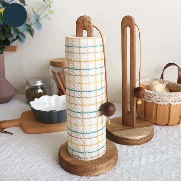 Long-Lasting Solid Wood Paper Towel Holder Kitchen Roll Storage Rack Crafted