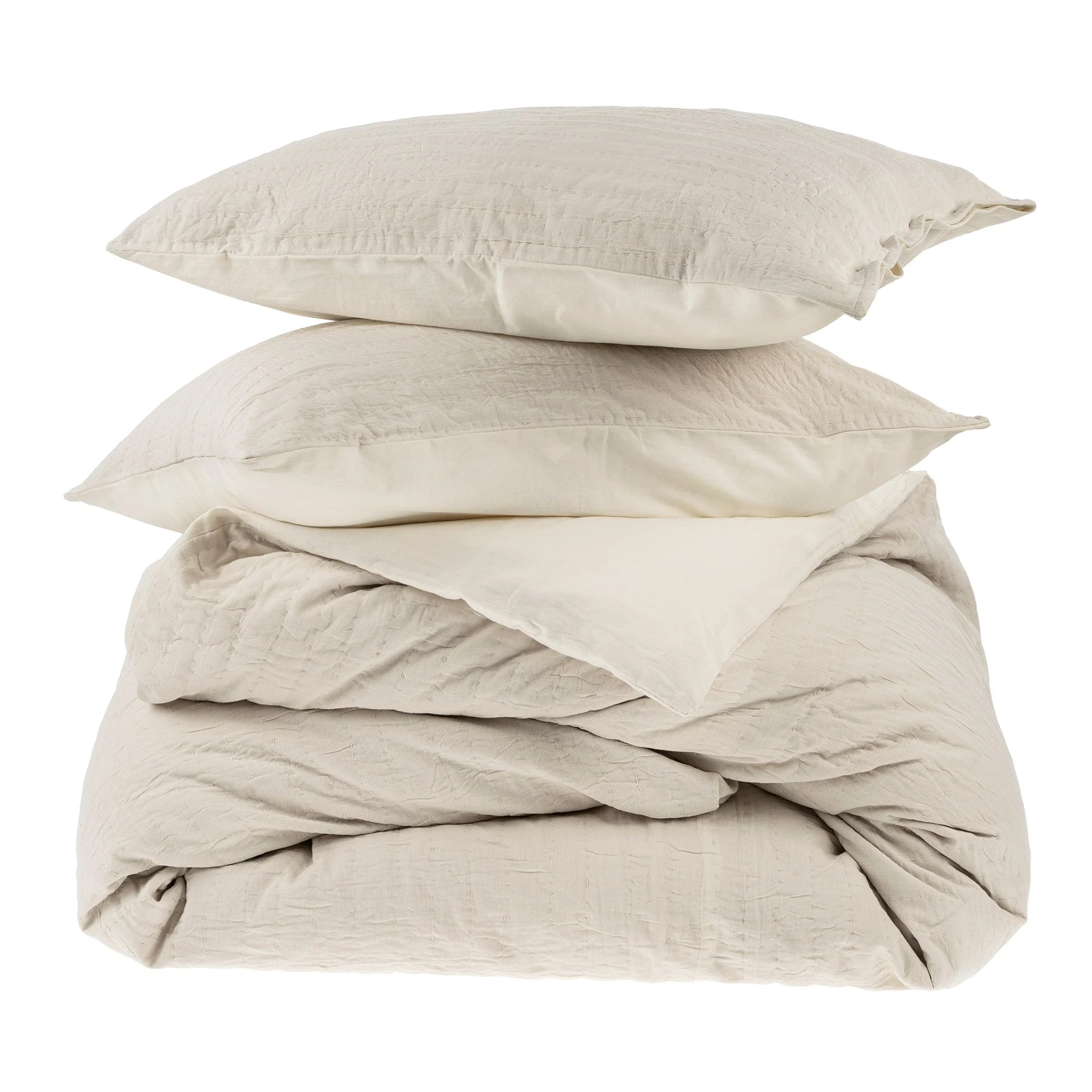 Exceptional Kerala Kantha Duvet Set White Whisper - King Fast