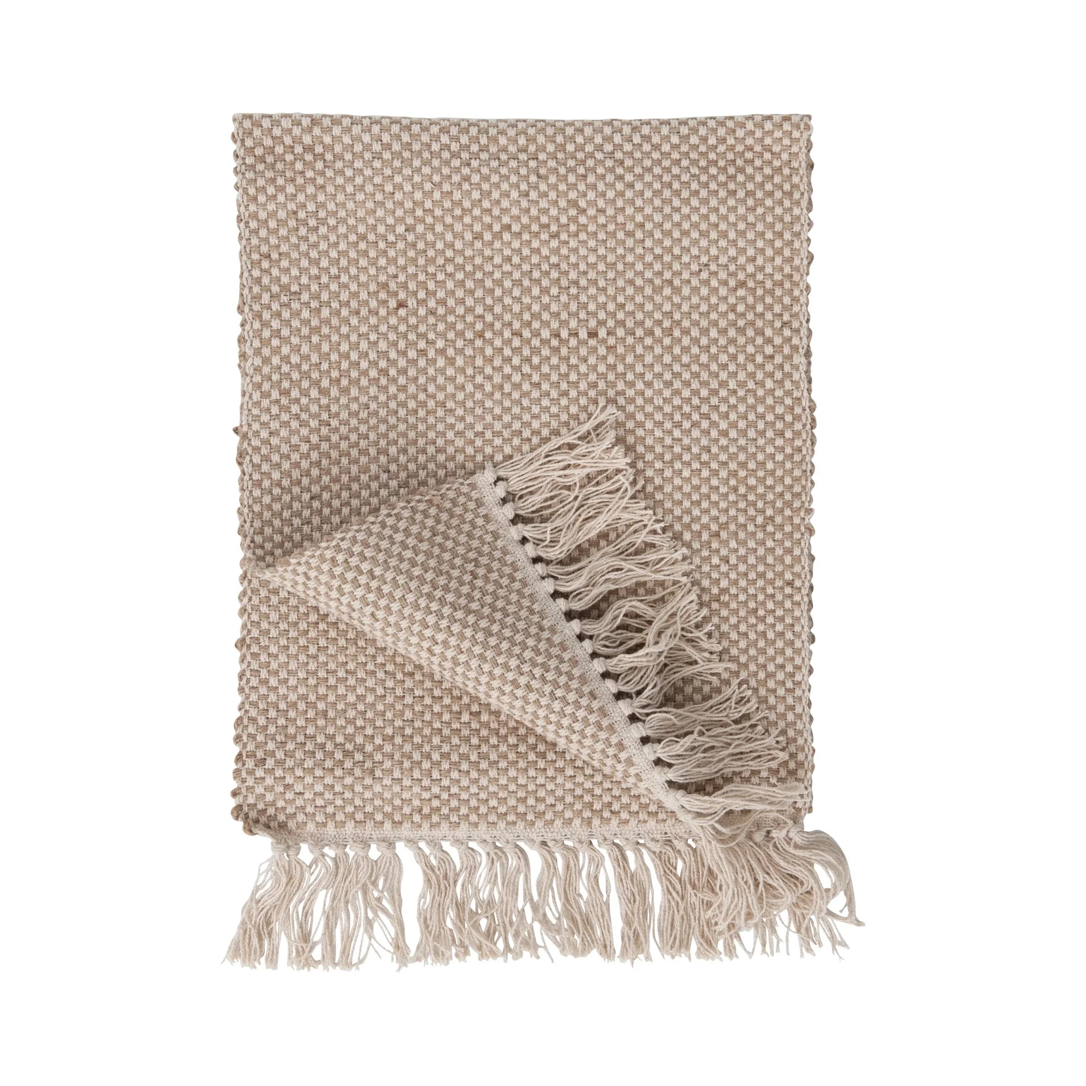 Prestigious Woven Jute and Cotton Table Runner with Fringe Selected